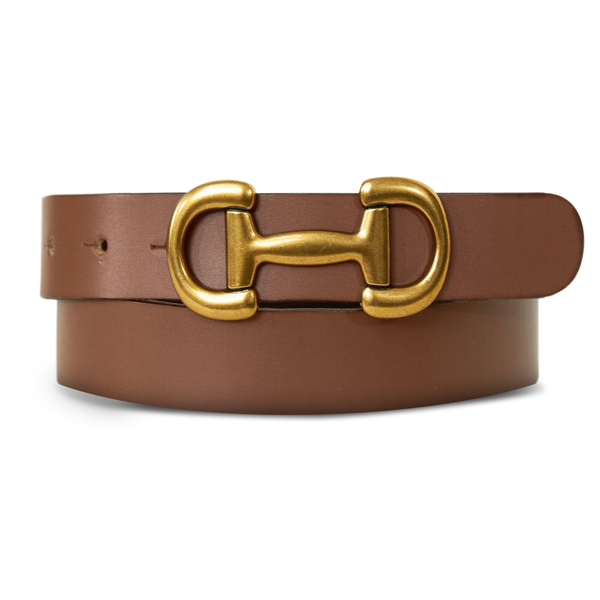 9271 Women's Leather Bold Fashion Statement Belts, Equestrian-Tan